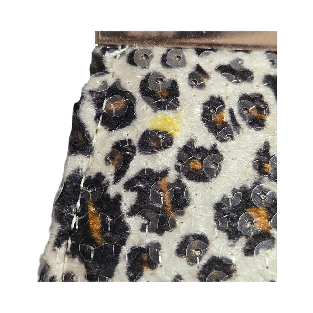 Leopard Print Sequin Clutch with Gold Accents - Picture 7 of 7